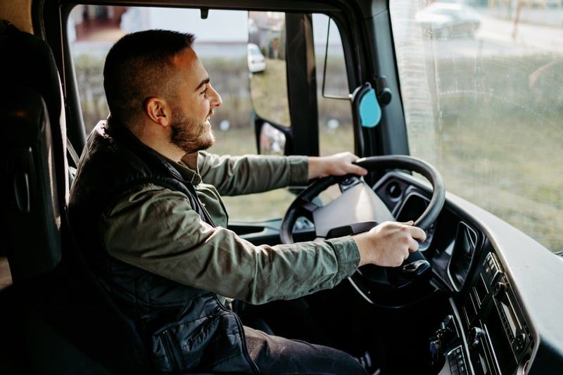 Truck driver behind the wheel